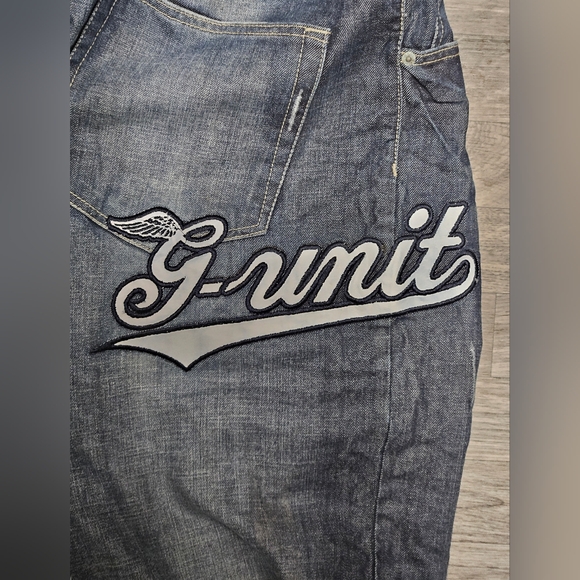 New Vintage Y2K G-Unit Spellout Blue Jeans 43X38 2006 Embroidered Baggy - Picture 5 of 16